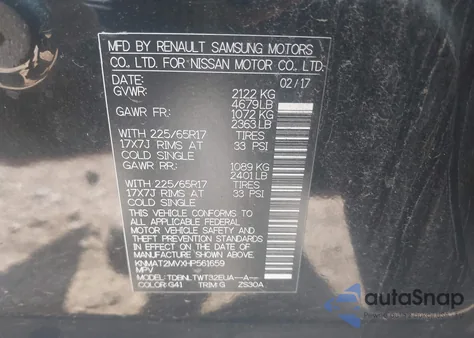 2017 Nissan Rogue Sv from USA, damaged, VIN KNMAT2MVXHP561659